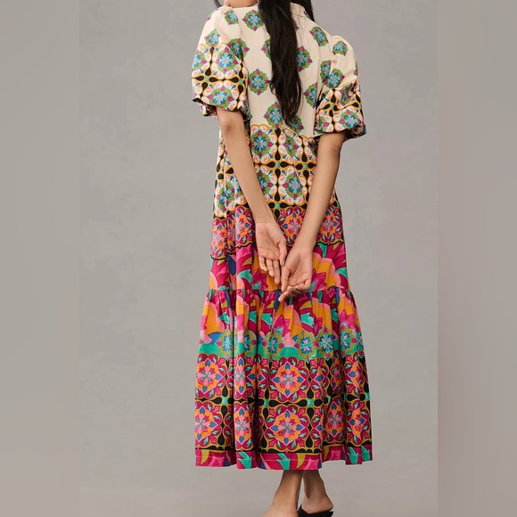 Anthropologie Mixed Print Buttondown Maxi Dress - Picture 2 of 6